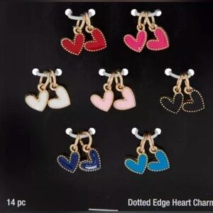 14 Dotted Edge Mixed Color Heart Charm Set